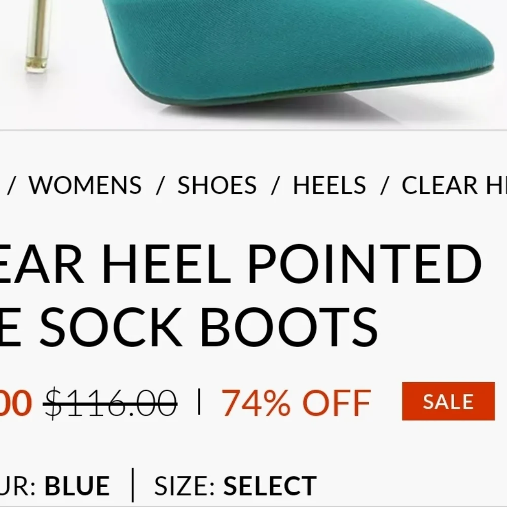 CLEAR HEEL POINTED TOE SOCK BOOTS